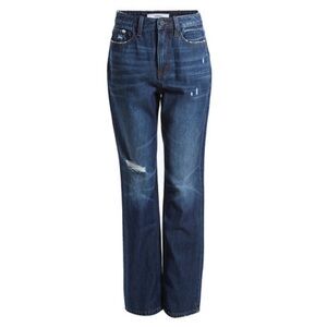CEROS high-rise straight leg raw hem ripped distressed dark wash Jeans Size 30